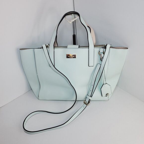 Kate Spade Anissa Putnam Tiffany Blue and Beige Tote Bag Crossbody Purse - Picture 1 of 13